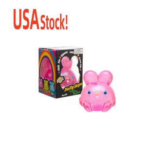 USA Stock Fidget Needo Sensory Bunny Jelly Hops Relief <b>Squishy</b> Decompression Toy Colorful Shiny Pu Material Cube Squeeze - Product Image 1