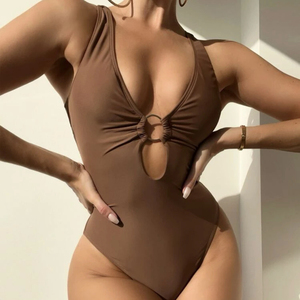 Xuanlang mới sexy 4 màu sắc cắt ra Twist trở lại phụ nữ trẻ vòng dây đẩy lên rắn sọc Một Mảnh Áo tắm bikini beachwear - Product Image 1