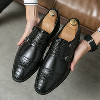 Mocassins pour hommes en cuir d'alligator anglais avec boucle métallique, antidérapants, respirants, imperméables, pour le bureau, les mariages et les occasions habillées