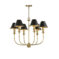 Lustre rond moderne en laiton à 6 lumières, abat-jour en métal doré, luminaire suspendu pour salle à manger, salon, hôtel