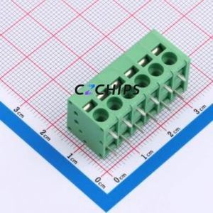 MX205R-5.0-06P-GN01-Cu-A Spring Terminal Block Through hole Component (THT),P=5mm Connector 1x6P 5mm Green Right Angle Insert - Product Image 1