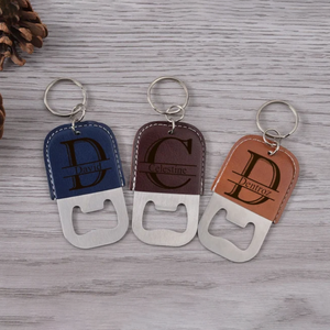 Thép không gỉ bia rượu mở chai biểu tượng tùy chỉnh PU da Mở Chai Móc chìa khóa mở chai - Product Image 3