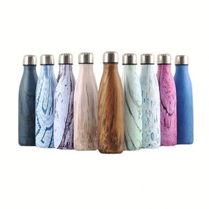 304 Stainless Steel 800Ml Sports <b>Bottle</b> Creative Wood Grain Design Luxury Vacuum <b>Thermos</b> Modern Style Gift With Straw - Product Image 2