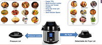 GTAP06-A Autocuiseur Électrique en Acier Inoxydable 6L avec Friteuse à Air, Double Couvercle, Contrôle Numérique Multifonctionnel et 18 Programmes