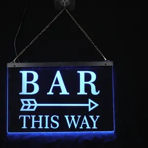 7 cores mutáveis LED signboards 3d ilusão ao ar livre noite luz pendurar tipo tabuleta luzes da noite para bar