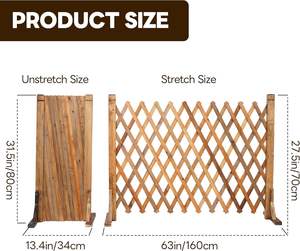 Valla telescópica de madera para jardín, de base plana, con patas de madera, fácil de montar, resistente a la putrefacción, duradera y ecológica. - Product Image 2