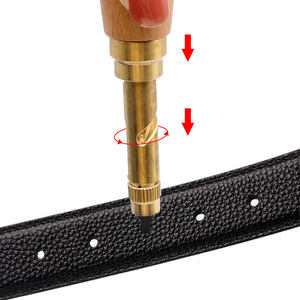 <b>Leather</b> Punch <b>Tool</b> With Wooden Handle And Interchangeable Tips For Belt Making And Diy Projects - Product Image 3