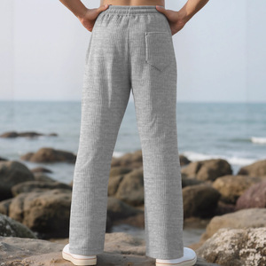 กางเกงขายาวลำลองผู้ชายสไตล์ยุโรปอเมริกัน เอวกลาง ทรงหลวม ขาตรง ลายทางแนวตั้ง ระบายอากาศได้ดี ทรงขากว้าง เหมาะสำหรับเดินป่าและกิจกรรมกลางแจ้ง - Product Image 1