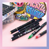 Bestationery – Lot de marqueurs acryliques permanents double pointe pour graffiti et coloriage – Acrilicos Marcadores Doble Punta