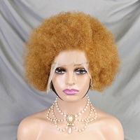 Wig keriting ikal Afro Puff tinggi murah Wig depan renda Bob pendek 13x4 Wig tanpa lem potongan rambut manusia Pixie pendek