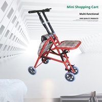 Déambulateur pliant portable pour personnes âgées avec frein à main, chariot de courses et aide à la marche en acier au carbone