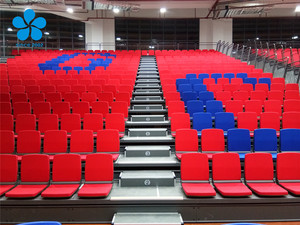 Tribuna Mobile Retrattile con Sedute <span class=keywords><strong>Telescopiche</strong></span> e Sedie Pieghevoli, Costruzione in Acciaio e Tessuto Ignifugo per Palestre al Coperto - Product Image 3