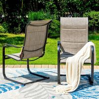 Chaises de salle à manger d'extérieur ergonomiques et modernes en fer, rembourrées, avec ressorts en C, en textilène, supportant une capacité de 160 kg, pour chambre, cour, villa
