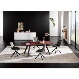 Set Tavolo da Pranzo Rettangolare Grande <span class=keywords><strong>in</strong></span> Stile Moderno con Piano <span class=keywords><strong>in</strong></span> <span class=keywords><strong>Legno</strong></span> Rosso - Product Image 1