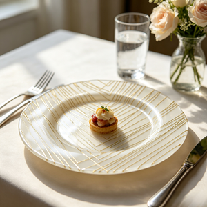 Platos <span class=keywords><strong>de</strong></span> Cristal Blanco <span class=keywords><strong>de</strong></span> 13 Pulgadas <span class=keywords><strong>con</strong></span> Líneas Geométricas Doradas, Platos Decorativos para Cena, para Banquetes <span class=keywords><strong>de</strong></span> Boda, Decoración <span class=keywords><strong>de</strong></span> Mesa <span class=keywords><strong>de</strong></span> Hotel - Product Image 2