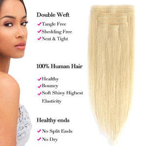 100% 人毛エクステンションPUクリップ<span class=keywords><strong>in</strong></span> Remyシームレスヘアクリップインエクステンション - Product Image 6