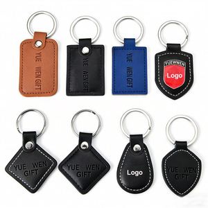 Porte-clés rétro créatif personnalisé avec logos et formes sur mesure, en cuir PU avec design en cuir de vachette, idée cadeau avec logo personnalisé - Product Image 1