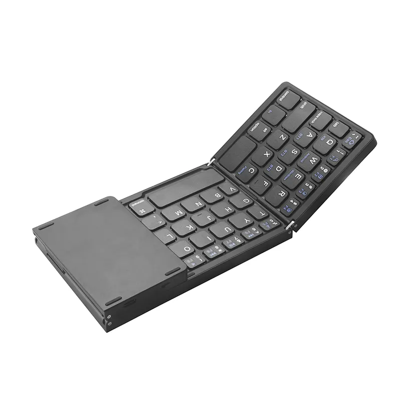 for Laptop Tablet 3 Connection Rechargeable Wireless Foldable Keyboard with number Keypad Mini Blue tooth Folding Keyboard