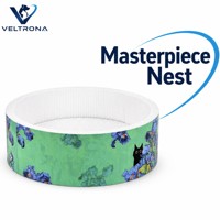 Lit grattoir rond moderne en carton pour chat avec coussin remplaçable et motif floral, antidérapant et durable pour chats