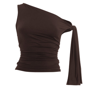 Viviblook Y25TP554 Débardeur court pour femme, nouveau débardeur uni à col en V - Product Image 5