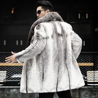 Manteau d'hiver pour homme en fausse fourrure de vison tissée, col châle, doux et moelleux, imprimé animal, simple boutonnage