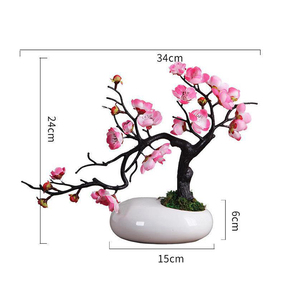 Số lượng lớn thực tế màu Đỏ Nhân Tạo hoa mận <span class=keywords><strong>Bonsai</strong></span> Chậu cây Phương Đông nhà văn phòng Tabletop lễ hội trang trí cho Giáng sinh - Product Image 5