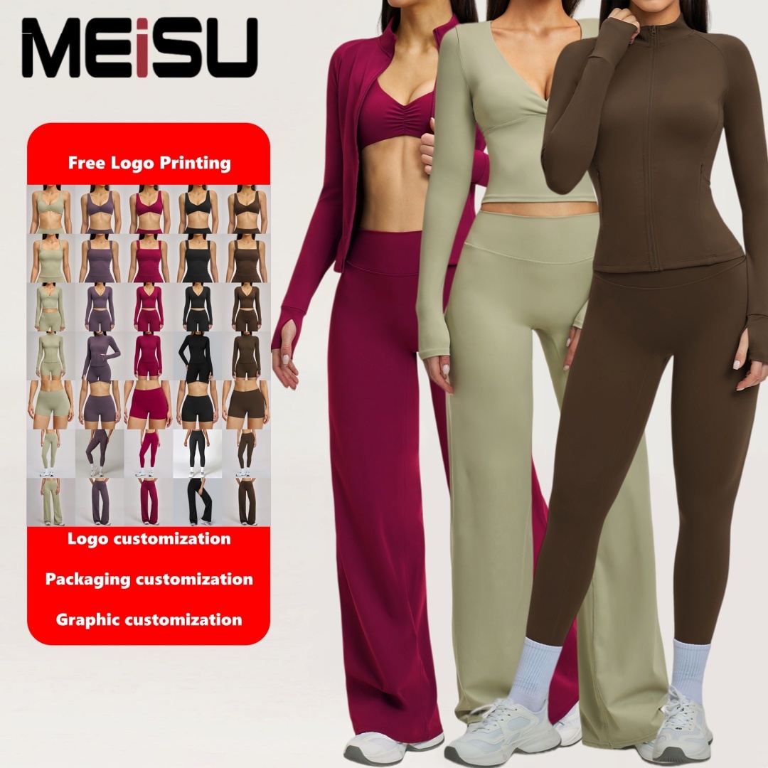 Factory Custom Fashion Leggings Sportswear Pilates Long Sleeve Top Sexy Gym Bra Butt Lifting Yoga Shorts Casual Workout Pants