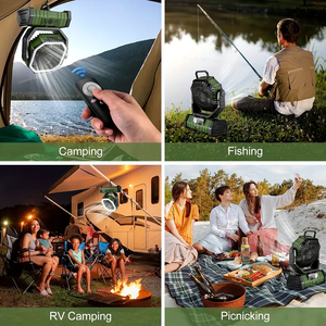 Rechargeable USB Car Camping Fan LED <b>Light</b> Button Control Auto Oscillating Brushless Motor Low Noise Foldable Hook Corrugated - Product Image 3