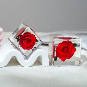 Nhựa Trong Suốt Khối Bất Rose Bảo Quản Trong Acrylic Lucite Wedding Quà Tặng Hoa Cho Valentine Của Ngày Handmade Nhựa Thủ Công Mỹ Nghệ - Product Image 2