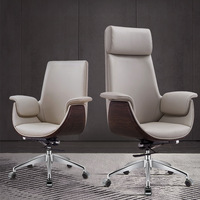 Chaise de bureau exécutive moderne en cuir avec accoudoirs, inclinable, réglable en hauteur, pivotante, avec structure métallique, pour la maison et le bureau E305