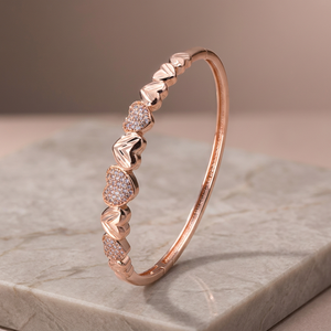 Bracelet en forme de cœur plaqué or Rose pour femmes, bijoux romantiques en strass et cristal, cadeau - Product Image 4