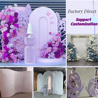 Décoration de fête populaire : Arche de toile de fond en acrylique écologique, ensemble de socles floraux rose et violet pour mariage et anniversaire