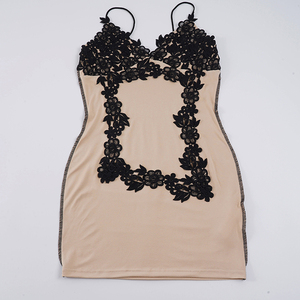 Vestido Mini Sexy de Encaje con Parches para Mujer, con Escote en V Profundo y Espalda Descubierta, Ajustado, para Fiesta Nocturna - Product Image 6