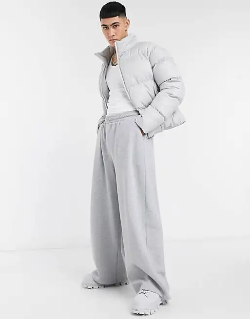 Super Loose Streetwear Thick Joggers Baggy Gray High Waisted Oversized 100% Cotton Trousers Men Wide Leg Sweatpants