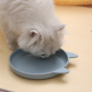 Assiette de repas en silicone pour chat, forme chat, peu profonde, anti-fatigue des moustaches, pour animaux domestiques - Product Image 4