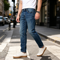 Jean large pour homme style skater Y2K, coupe ample et extensible, en denim noir, cinq poches, streetwear