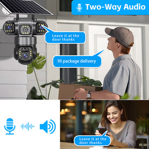 Outdoor V380Pro 4G Three-Lens Three-Screens IP66 Two-Way Audio AI Night Vision Surveillance System Solar <b>Security</b> Network Camera - Product Image 3