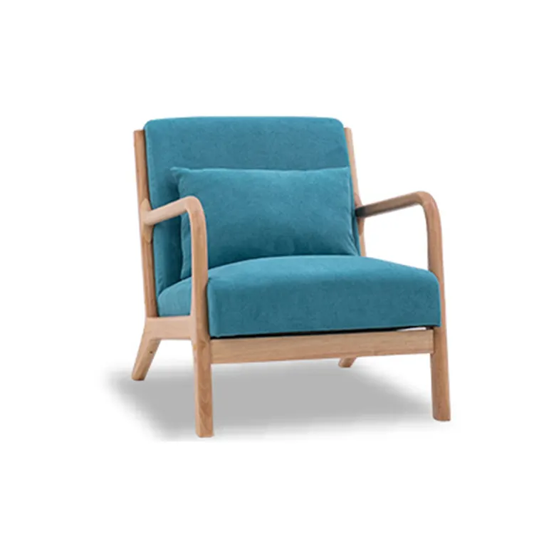 북유럽 디자이너 팔걸이 싱글 소파 의자 단단한 나무 프레임 벨벳 라운지 의자 현대 거실 안락 의자 1 개 레저 의자