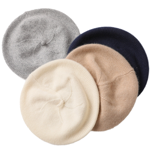 Spring Autumn Womens Fuzzy Knitted Beret Hat Stretch Polyester Boucle Yarn Casual Travel Outdoor Fashion <b>Cap</b> - Product Image 1