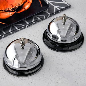 Stainless Steel Food Delivery Bell With Black Base For Restaurant Hotel Service - Product Image 1