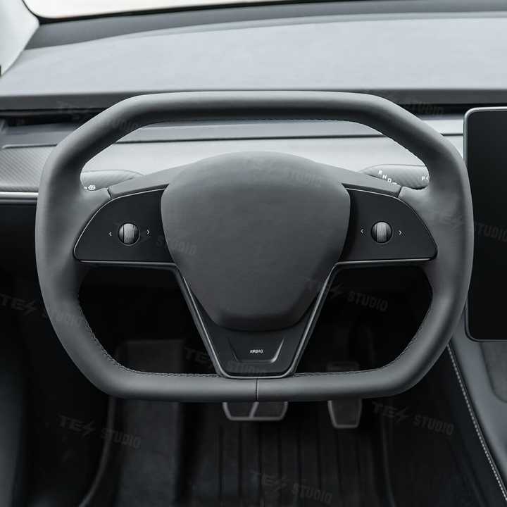 Glossy White Steering Wheel Trim Cover For Tesla Model 3 & Y (2017-2024) - ABS Carbon Fiber Style