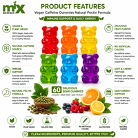 Gummies véganes à la caféine en marque blanche OEM avec formule à la pectine naturelle pour l'énergie et le soutien immunitaire
