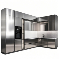 Classique bricolage modulaire armoire de cuisine ensemble en gros conception pratique PVC porte finition inoxydable MDF verre tiroir panier maison salle à manger