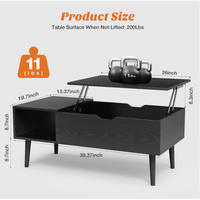 Nouvelle table basse carrée en bois durable, convertible et pliable, pour petit salon, avec étagère de rangement et compartiment caché, design moderne