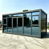 Villa de luxe à 2 étages avec mur en verre, maison mobile en conteneur, bureau, salle d'activités, maison préfabriquée portable en conteneur de verre de 40 pieds