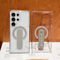 Étui de téléphone avec porte-cartes magnétique, béquille, coque transparente antichoc pour Samsung Galaxy S26 Ultra S25 S24 Plus iPhone 18 Pro