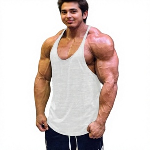 <b>Men's</b> Gym <b>Vest</b> <b>Stringer</b> Tank Heather Navy Muscle Shirt Sleeveless Racerback Bodybuilding Workout Top OEM Private Label - Product Image 1