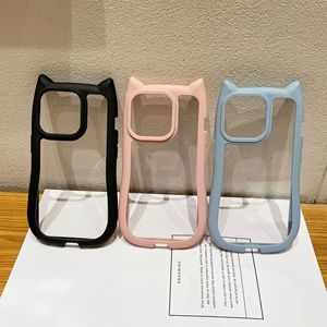 Funda de acrílico transparente de cobertura total con diseño de orejas de gato para iPhone 17, 16 Pro, funda protectora transparente, 15 de silicona. - Product Image 2