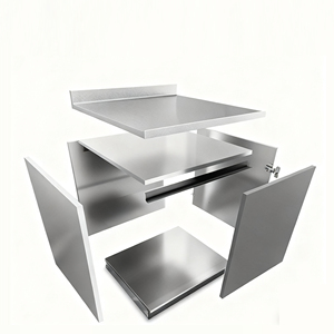 Isla de Cocina Exterior Integrada de Acero Inoxidable con Parrilla para Asar y Fregadero - Muebles de Lujo Minimalistas y Sólidos para Jardines de Villas - Product Image 5