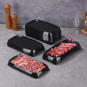 Mountain-style <b>hot</b> pot with sour soup beef, fresh sliced beef, rectangular black stone-patterned grill plate, logo can be - Product Image 3